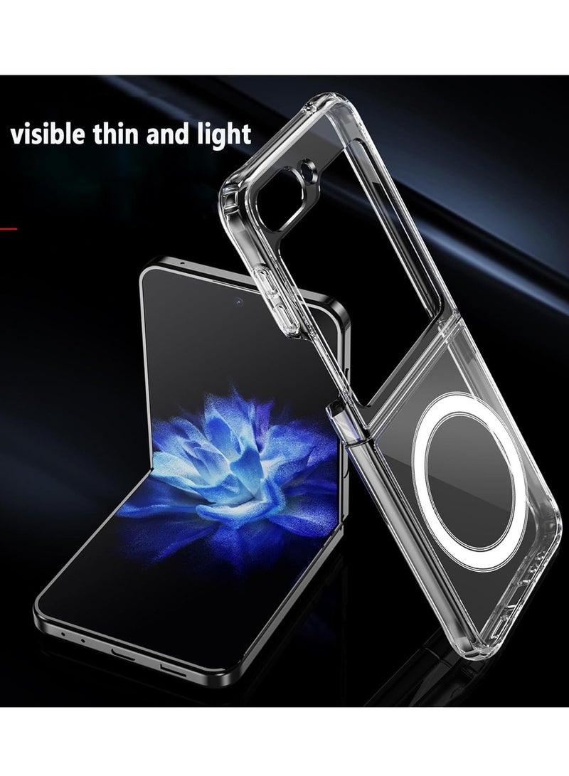 BORTONY Samsung Galaxy Z Flip 6 Magsafe Case Support Wireless Charging Crystal Clear Magnetic Cover for Galaxy Z Flip 6 Anti Scratch Hard PC Shockproof Phone Case for Galaxy Z Flip 6 - Image 3