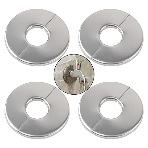 Rrina 4Pcs 304 Stainless Steel Wall Split Flange Round Escutcheon Plate Cover for Various Pipes (22mm/087in) - Image 1