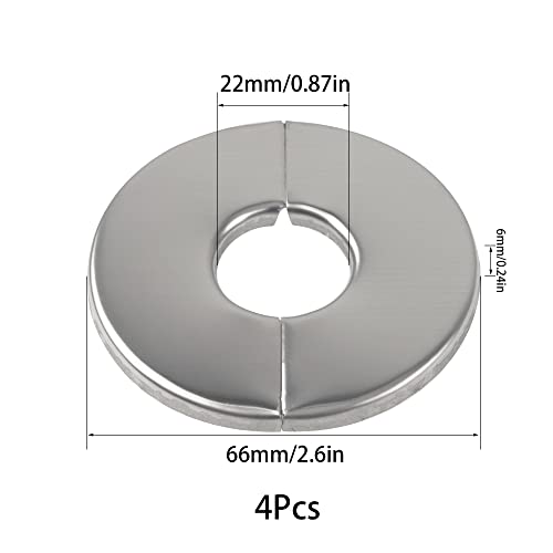 Rrina 4Pcs 304 Stainless Steel Wall Split Flange Round Escutcheon Plate Cover for Various Pipes (22mm/087in) - Image 2