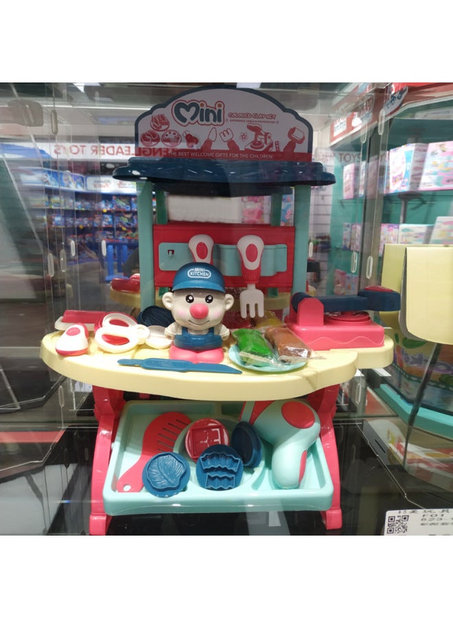 مجموعة ألعاب منزل اللعب المحاكاة للأطفال، أدوات المطبخ التفاعلية، مجوهرات، أدوات الطين الملونة، طاولة-اللون: 05 لون بدلة الطين - Image 4