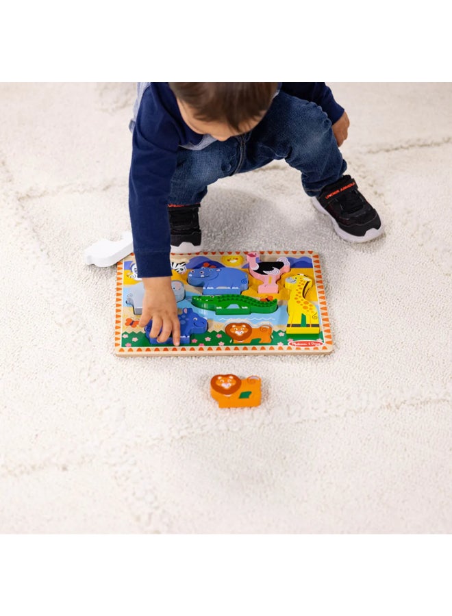 Melissa & Doug Wooden Safari Animals Chunky Puzzle Multicolour 30.35 x 22.73 x 3.81 cm SMD6073071 - Image 5