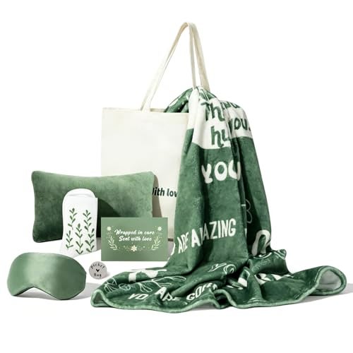 RoamReady Get Well Soon Gift Baskets for Women, Thinking of You, Cancer Care Gifts for Family Friends Sister, 8pcs Care Package With Small Pillow for Travel, Hug Blanket, Pocket Hug Token, Canvas Bag - Image 1
