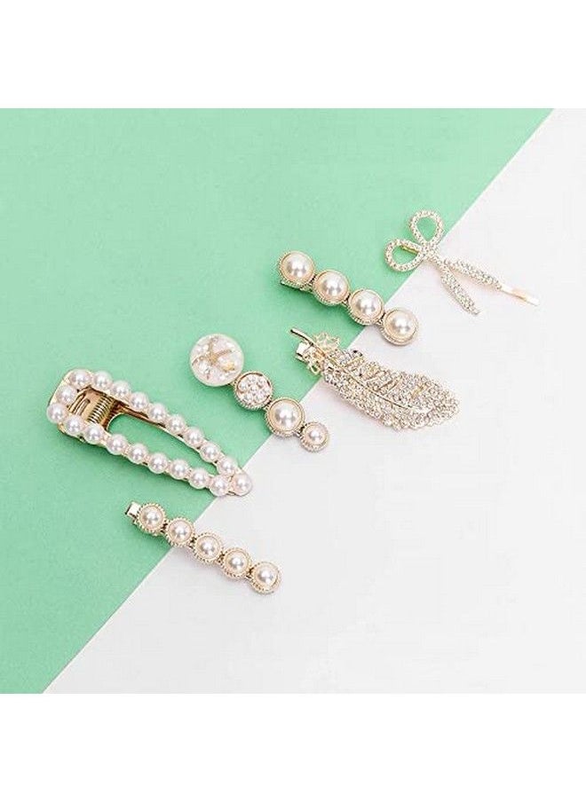 Fameza Pearl Hair Clips Metal Hair Barrettes Hair Clips Pins Hairpins Gift For Women Girls Girlfriend Ladies Long Short Hair Elegant (6 Pcs)  - Image 3