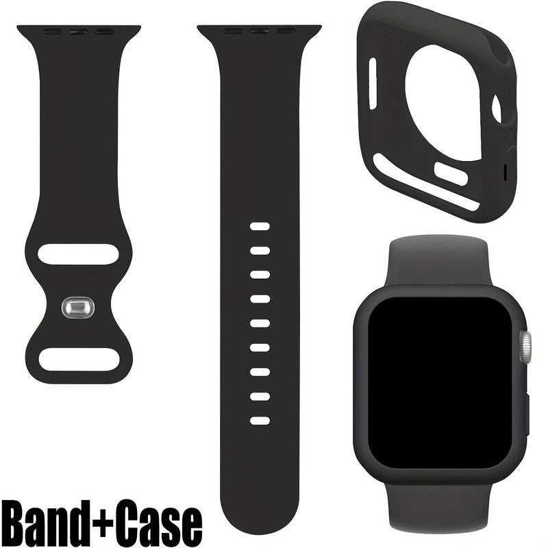 حزام رياضي من السيليكون مع حافظة مقاومة للصدمات من TPU بقياس 38 مم، أسود، حزام ناعم ومريح قابل للتعديل - Image 1