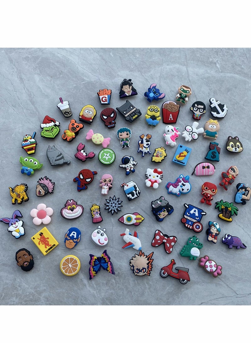 Excefore Shoe Decoration Charms 50 Pcs Random Different Shoe Charm for Crocs Charm for Hole Hole Shoe Buckle Party Favors ​Mini Charm Bracelet Wristband Decoration for Men Women Kid - Image 2