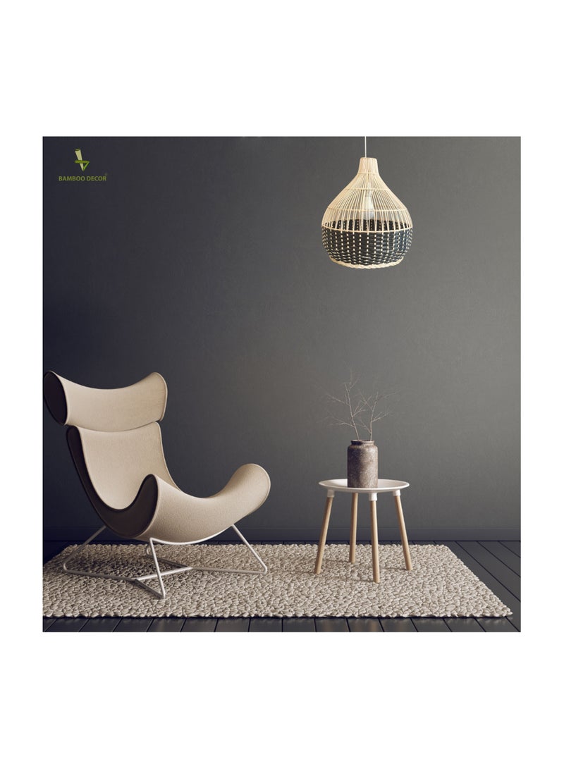 BAMBOO DECOR Handmade Pendant Lamp Made Of Bamboo And Rattan black color semi paint - Image 2