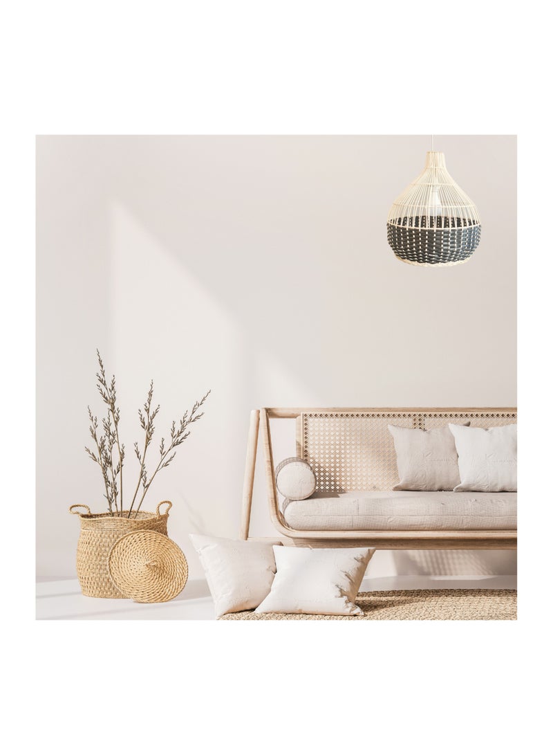 BAMBOO DECOR Handmade Pendant Lamp Made Of Bamboo And Rattan black color semi paint - Image 3