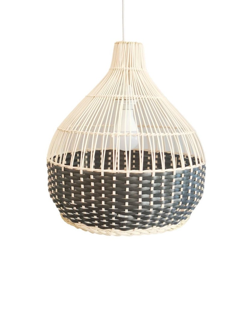 BAMBOO DECOR Handmade Pendant Lamp Made Of Bamboo And Rattan black color semi paint - Image 1