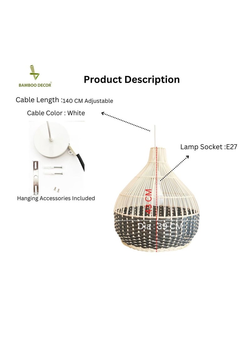 BAMBOO DECOR Handmade Pendant Lamp Made Of Bamboo And Rattan black color semi paint - Image 4