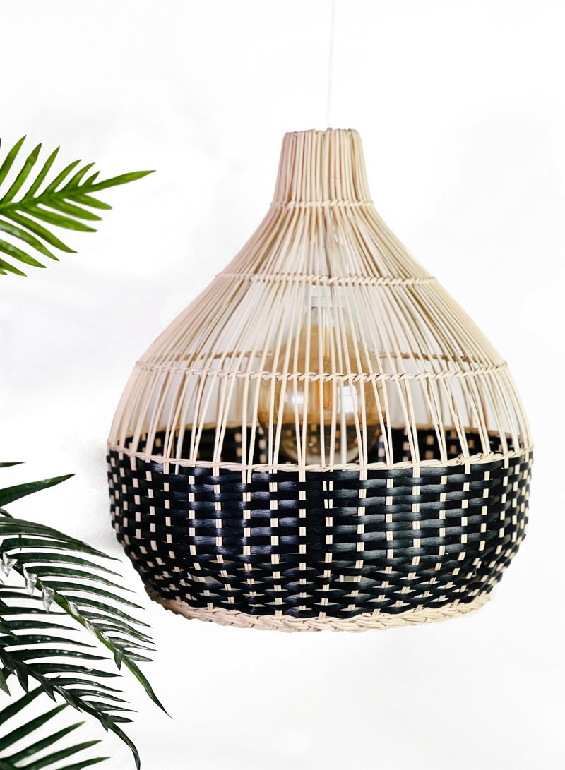 BAMBOO DECOR Handmade Pendant Lamp Made Of Bamboo And Rattan black color semi paint - Image 5