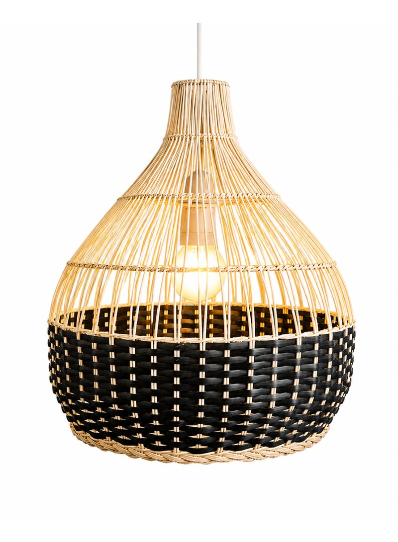 BAMBOO DECOR Handmade Pendant Lamp Made Of Bamboo And Rattan black color semi paint - Image 1
