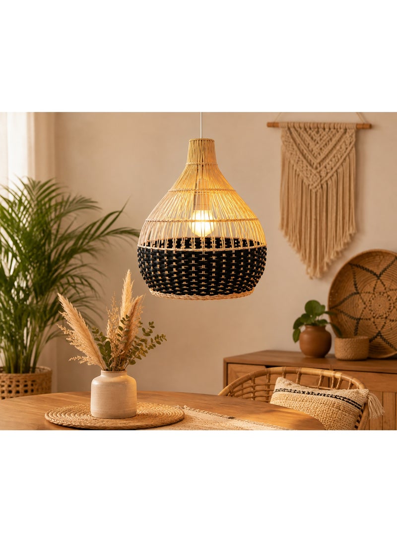 BAMBOO DECOR Handmade Pendant Lamp Made Of Bamboo And Rattan black color semi paint - Image 4