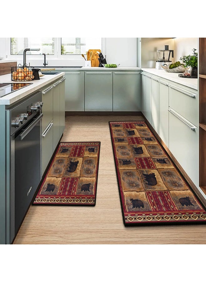 آنا طقم سجادات مقاومة للانزلاق قابل للغسل لمداخل الحمام والمطبخ (40*60 سم + 40*150 سم) - Image 1