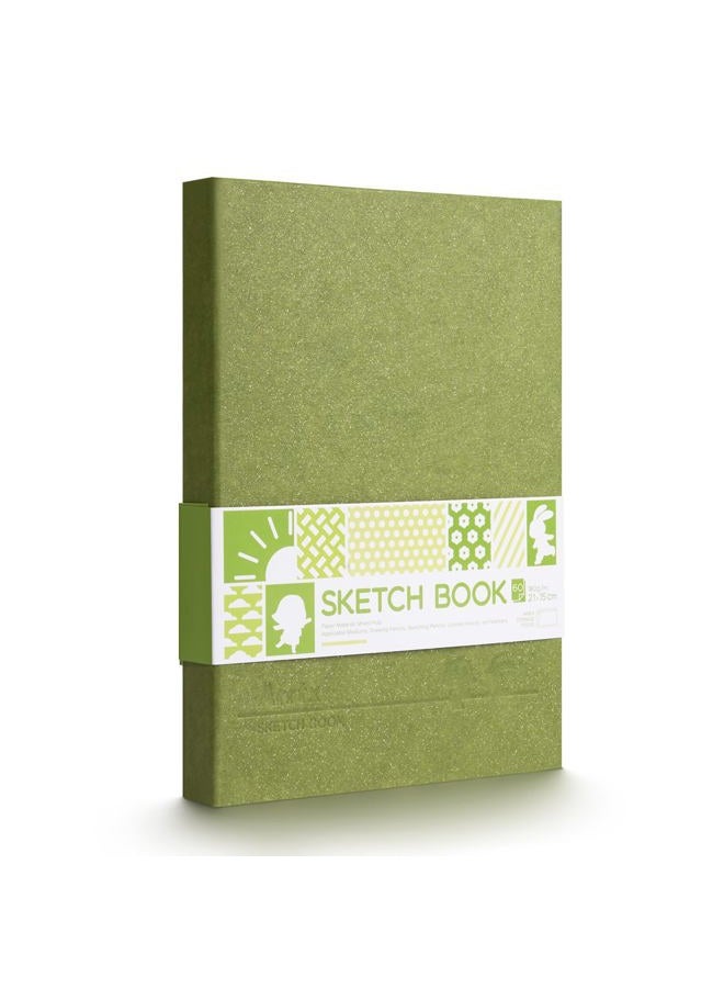 Arrtx Premium Hardcover Sketch Book, 60 Sheets/120 Pages, 180 GSM Thick Acid-Free Drawing Paper, Hardbound Sketch Pad with Inner Pocket, Green 8.5"x6.1" Sketchbook - Image 1