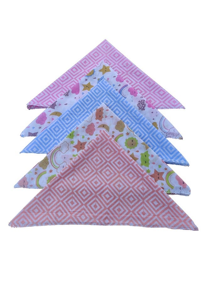 Trance Home Linen Super Soft 100% Cotton Thin Malmal Face Towels | Reusable Hygiene Wash Cloth | Soft Handkerchief (Small 40 X 40 Cm, Stars & Clouds - Pack Of 5 Pcs), 200 Tc - Image 4