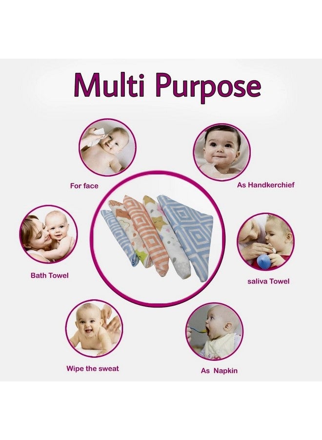 Trance Home Linen Super Soft 100% Cotton Thin Malmal Face Towels | Reusable Hygiene Wash Cloth | Soft Handkerchief (Small 40 X 40 Cm, Stars & Clouds - Pack Of 5 Pcs), 200 Tc - Image 5