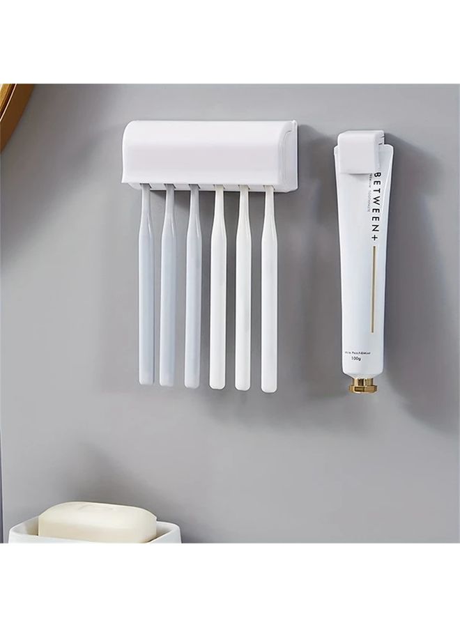 Wall Mounted Toothbrush Holder With Cover 1pc Self Adhesive Plastic Bathroom Shower Organizer Easy Install - Image 2