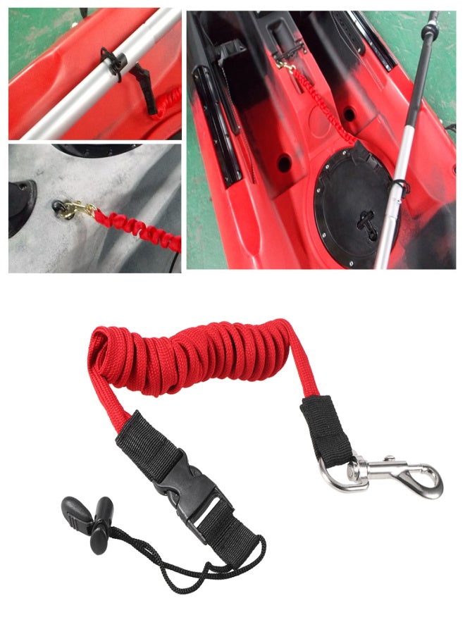 Elastic Paddle Leash Kayak Canoe Safety Fishing Rod Rowing Boats Coiled Lanyard Cord Tie Rope - Image 2