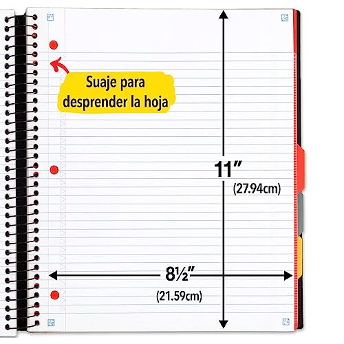 Five Star Advance Spiral Notebook + Study App, 5 Subject, College Ruled Paper, 8-1/2" x 11", 200 Sheets, Spiral Guard, Movable Tabbed Dividers, Seaglass Green (73148) - Image 5