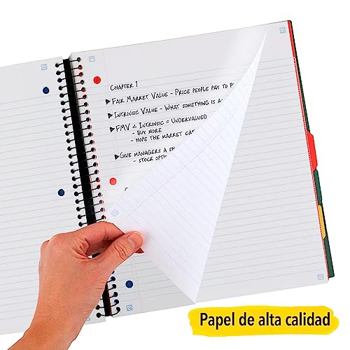 Five Star Advance Spiral Notebook + Study App, 5 Subject, College Ruled Paper, 8-1/2" x 11", 200 Sheets, Spiral Guard, Movable Tabbed Dividers, Seaglass Green (73148) - Image 3