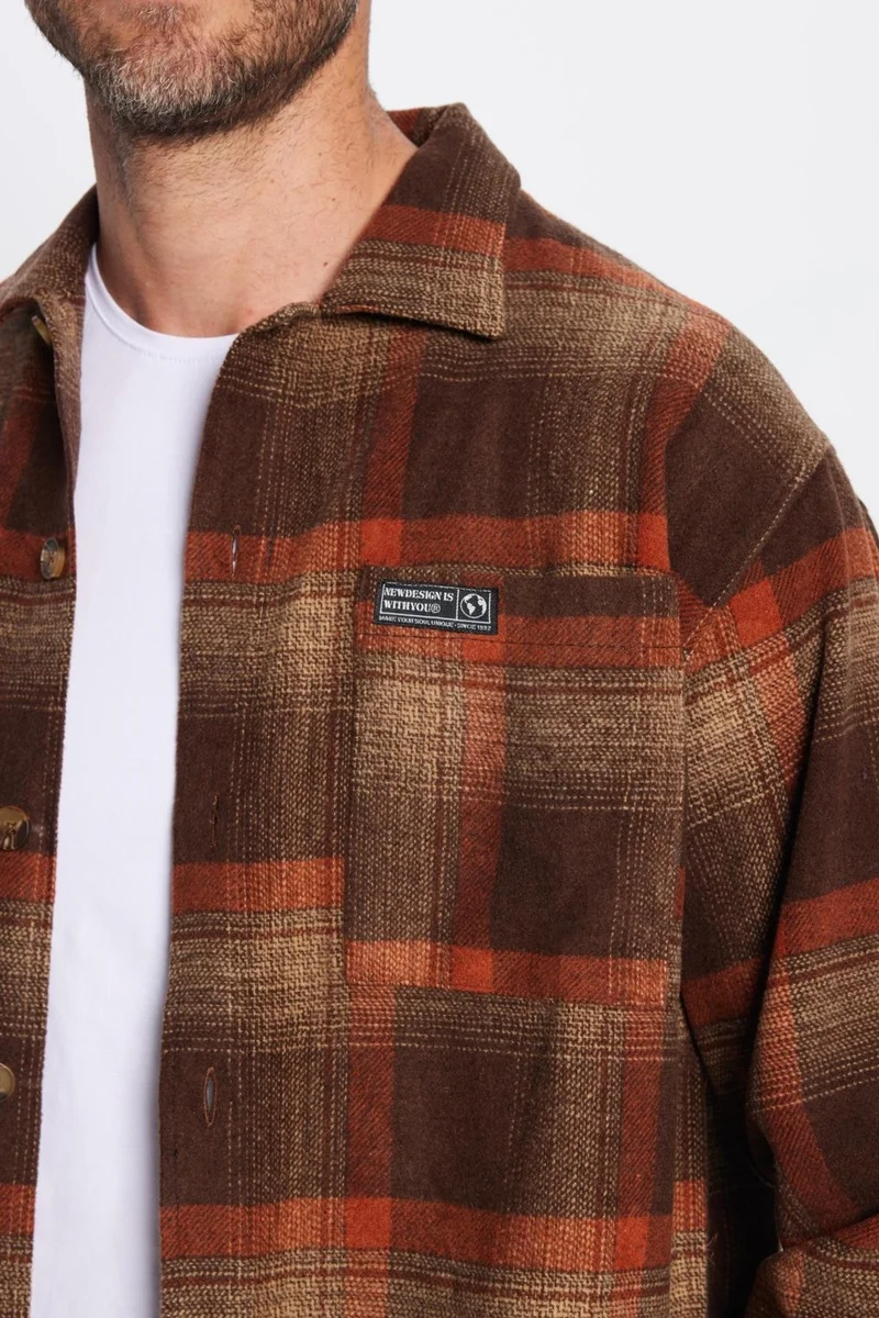 تودورس Men's Relax Fit Casual Cut Lumberjack Double Pocket Checkered Slit Winter Shirt