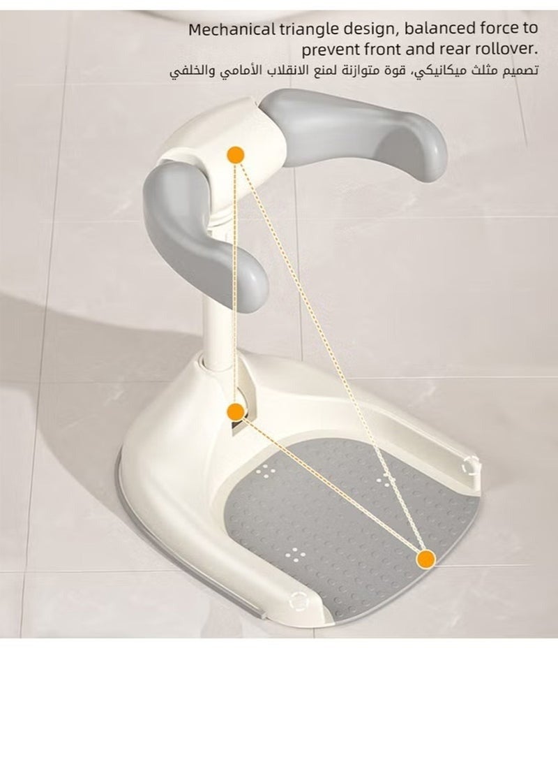 جونيس كرسي استحمام للأطفال، حوض استحمام للرضع، مقعد استحمام للطفل، قاعدة استحمام قابلة للطي مع قاعدة مانعة للانزلاق، مساعد استحمام قابل للتعديل مع قبعة استحمام + فرشاة شامبو + كوب دش - Image 4