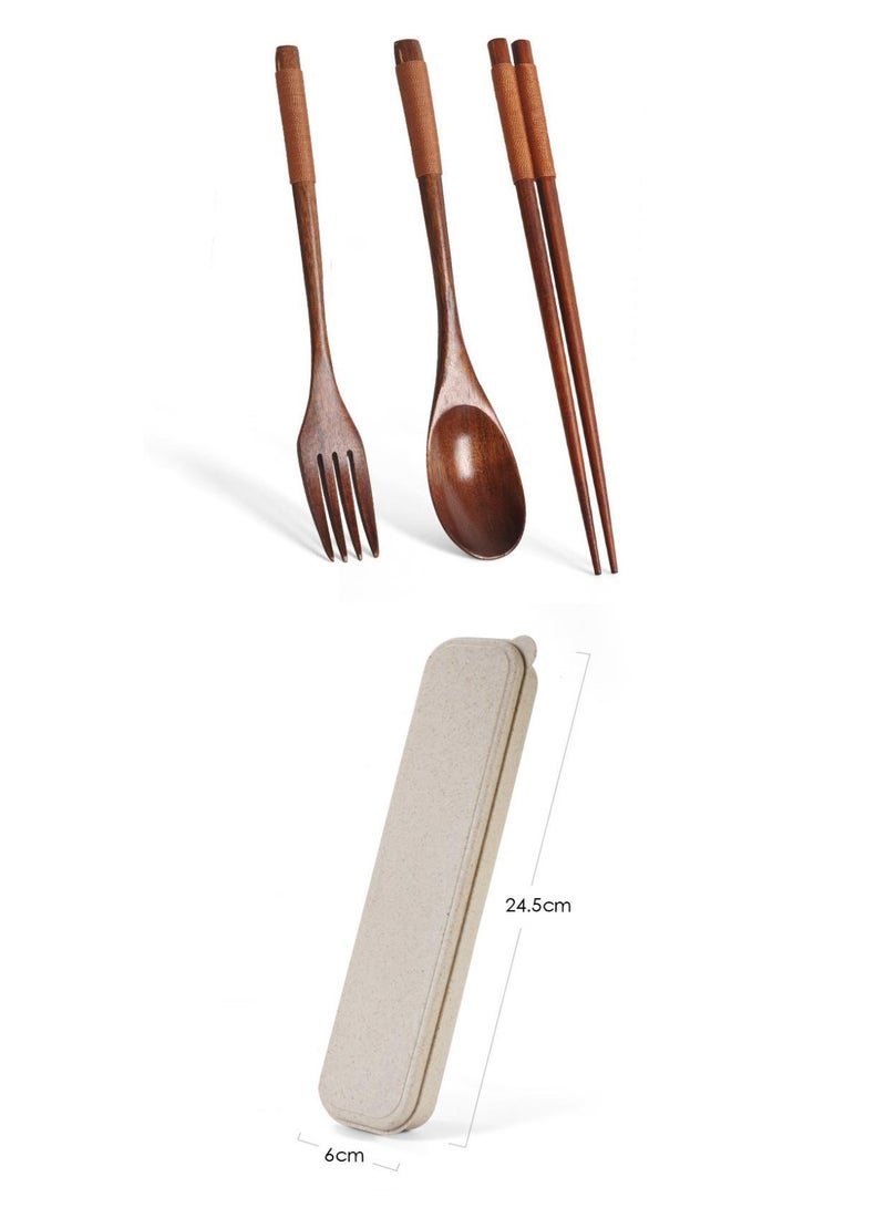 general 4-Piece Long Handled Solid Wood Adult Portable Tableware Set - Image 1