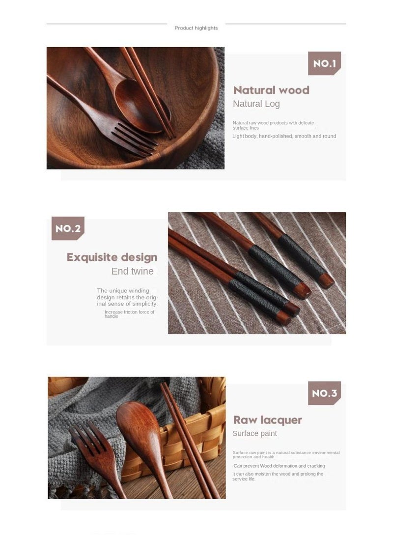 general 4-Piece Long Handled Solid Wood Adult Portable Tableware Set - Image 4