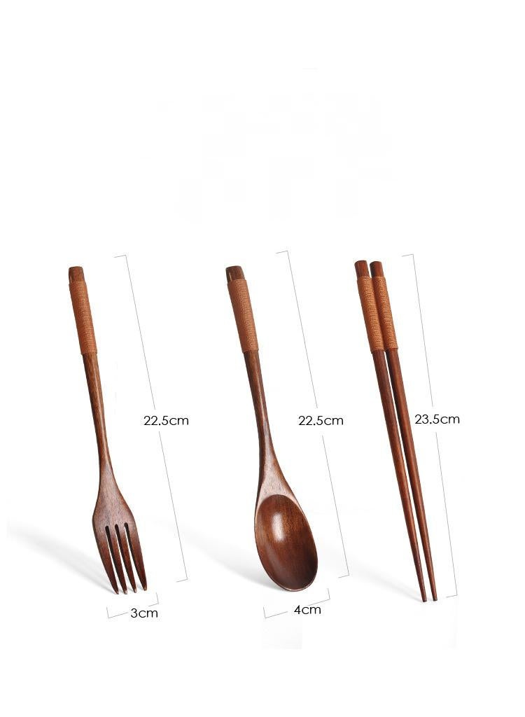 general 4-Piece Long Handled Solid Wood Adult Portable Tableware Set - Image 2