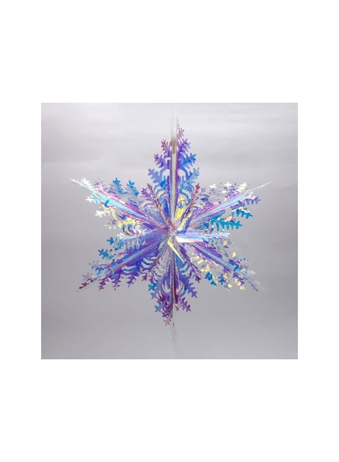 The Bros 3Pcs Iridescent Snowflake Ornament Hanging Decoration, Foil Ceiling Decorative Hanging Ornaments, for Bridal Shower Wedding Birthday Frozen Theme, Party Fairy Princess Rainbow Show - Image 5