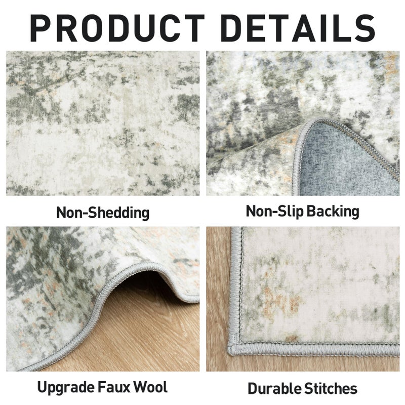 Gent drizz 8x10 Area Rugs Washable Rug: Modern Abstract Living Room Rug Soft Anti-Skid Thin Carpet Indoor Floor Non-Shedding Carpets for Bedroom Dining Room Farmhouse Nursery Home Office Grey Brown - Image 5