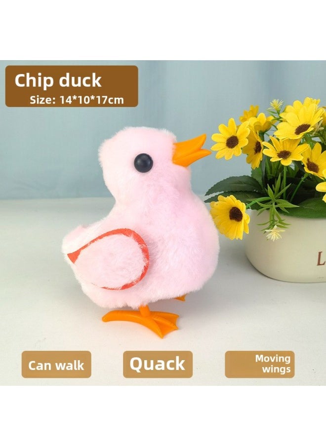 Toy Dog Children Plush Electric Toy Walking Dog Electric Dog Stall Electronic Puppy Pet-Color:Chip Duck (powder)  - Image 1