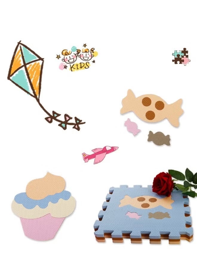 إتش كيو جيمنغ سجادات لعب للأطفال، سجادات ألغاز للأرضية، مفرش لعب للأطفال، بلاط أرضيات من الفوم، سجادة لعب من الفوم 15 قطعة من الفوم المتشابك للطفل الصغير - Image 4