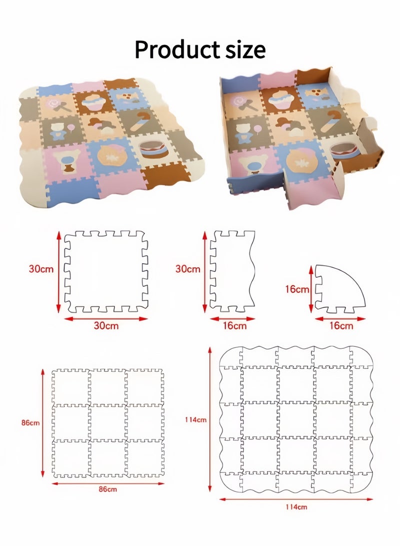 إتش كيو جيمنغ سجادات لعب للأطفال، سجادات ألغاز للأرضية، مفرش لعب للأطفال، بلاط أرضيات من الفوم، سجادة لعب من الفوم 15 قطعة من الفوم المتشابك للطفل الصغير - Image 2