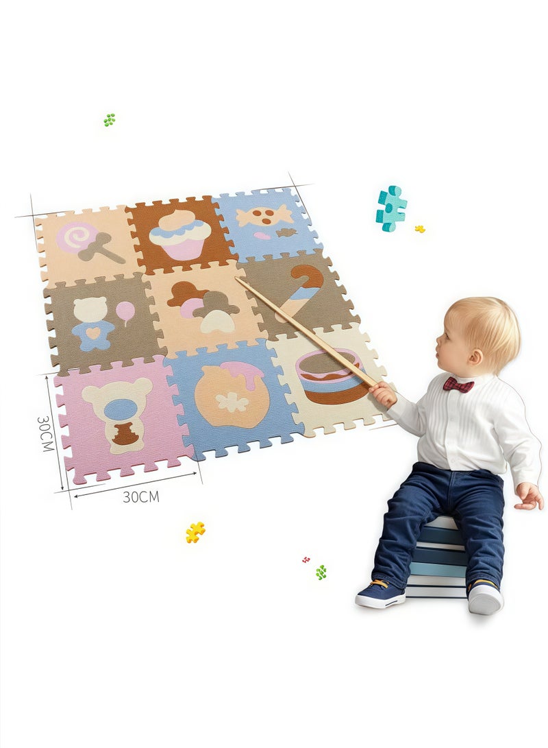 إتش كيو جيمنغ سجادات لعب للأطفال، سجادات ألغاز للأرضية، مفرش لعب للأطفال، بلاط أرضيات من الفوم، سجادة لعب من الفوم 15 قطعة من الفوم المتشابك للطفل الصغير - Image 3