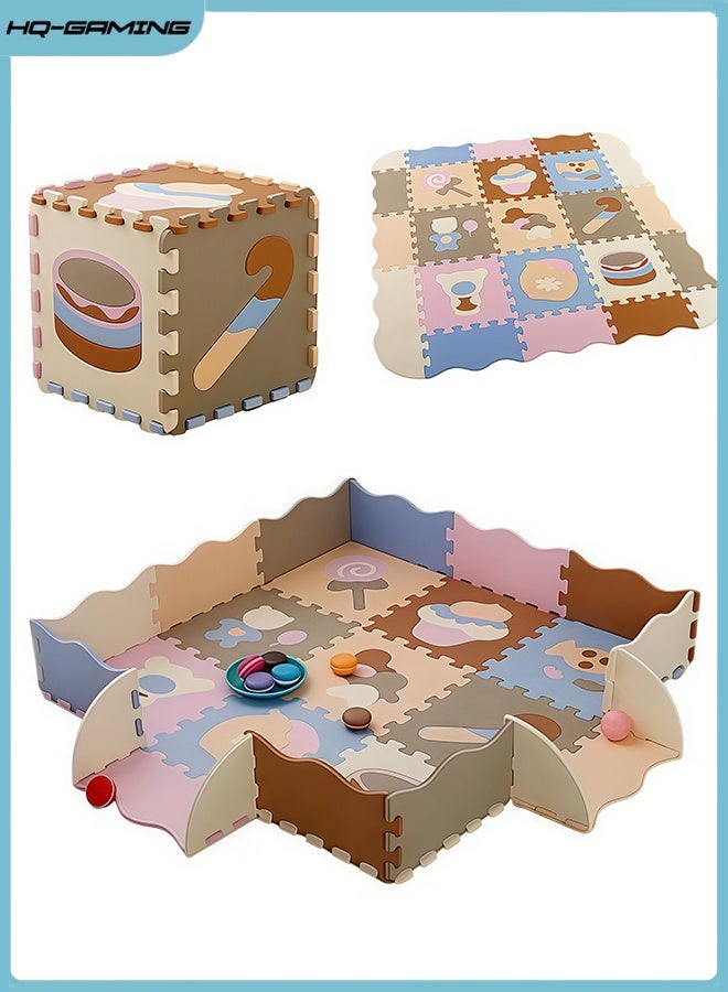 إتش كيو جيمنغ سجادات لعب للأطفال، سجادات ألغاز للأرضية، مفرش لعب للأطفال، بلاط أرضيات من الفوم، سجادة لعب من الفوم 15 قطعة من الفوم المتشابك للطفل الصغير - Image 1