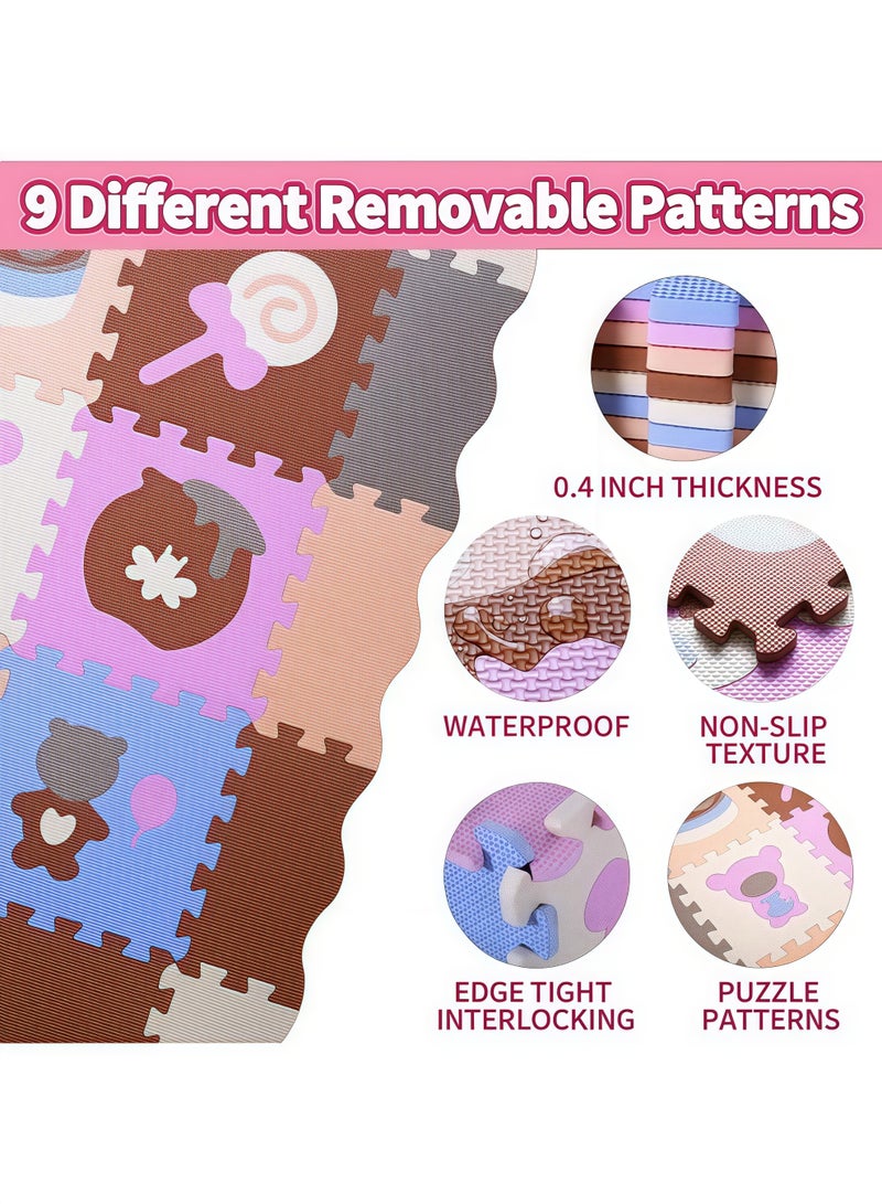 إتش كيو جيمنغ سجادات لعب للأطفال، سجادات ألغاز للأرضية، مفرش لعب للأطفال، بلاط أرضيات من الفوم، سجادة لعب من الفوم 15 قطعة من الفوم المتشابك للطفل الصغير - Image 5