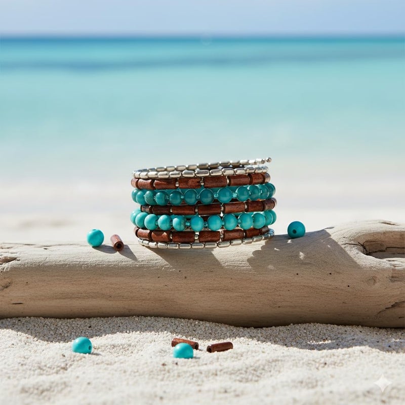 DCA Glass/Wood Multicolor Women Bangle/Bracelet (1101) - Image 3