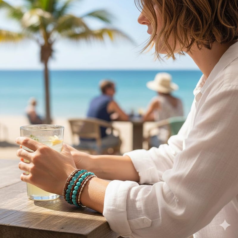 DCA Glass/Wood Multicolor Women Bangle/Bracelet (1101) - Image 2