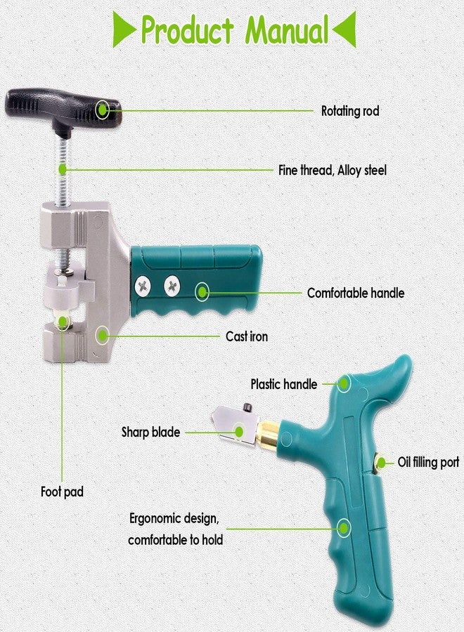Keadic Glass Tile Cutter Tool Kit, Glass Breaking Pliers, Tile Cutter Hand Tools Set with 6mm Alloy Steel Blades, Spacers, Special Oil Bottles Tape Measure & Cut-resistant Gloves - Image 3