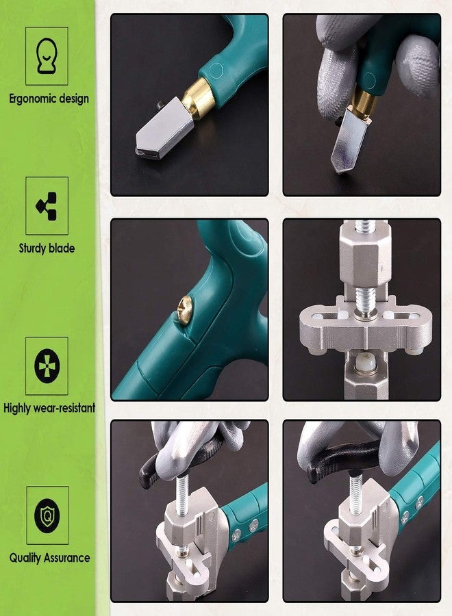 Keadic Glass Tile Cutter Tool Kit, Glass Breaking Pliers, Tile Cutter Hand Tools Set with 6mm Alloy Steel Blades, Spacers, Special Oil Bottles Tape Measure & Cut-resistant Gloves - Image 4