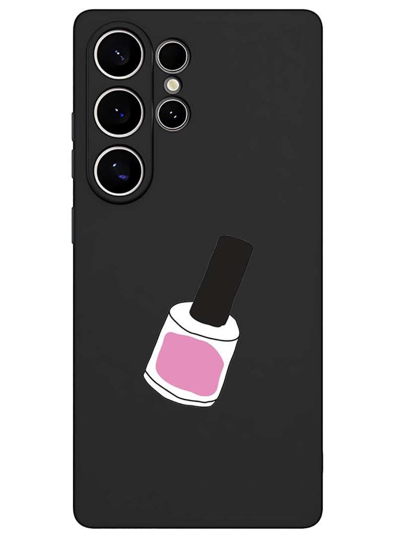 Theodor Protective Slim Fit Case Liquid Silicone Cover with Full Body Protection Anti-Scratch Shockproof Case For Samsung Galaxy S25 Ultra (Black) - Nail Paint 1 - Image 1