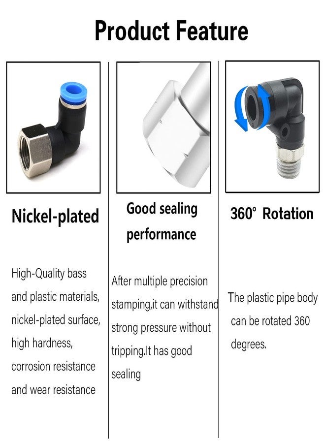CEKER 1/4 NPT Elbow Fittings Push to Connect Air Fittings Pneumatic Air Line 6mm Od Fittings 1/4" Npt Female Push In Connectors Quick Connect Air Composite Fittings 2Packs - Image 2