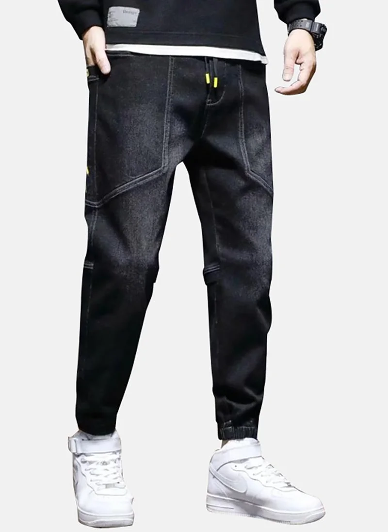 YUNIQEE Black Mid Rise Jogger Jeans