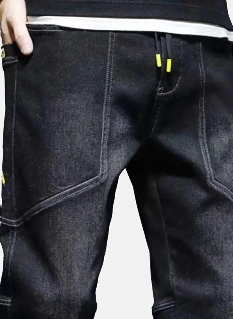 YUNIQEE Black Mid Rise Jogger Jeans
