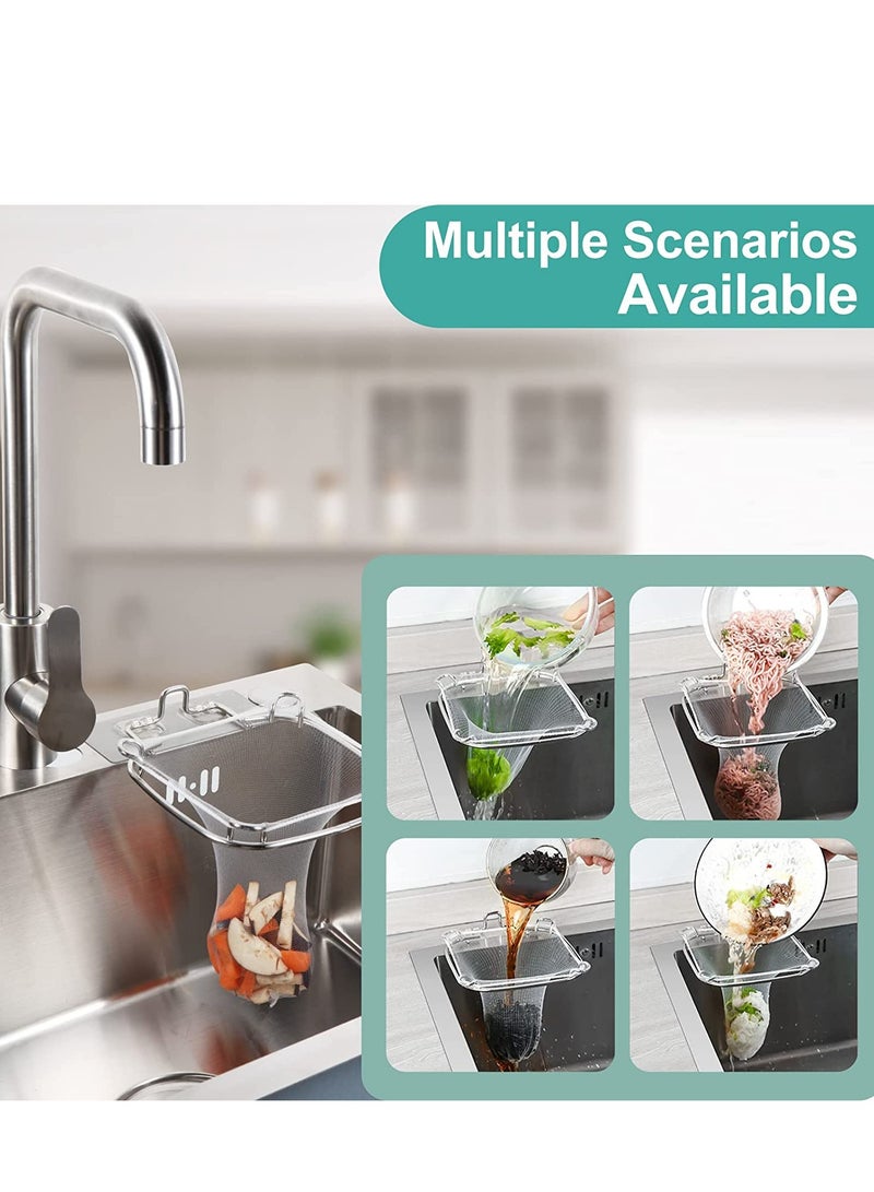 Excefore Kitchen Sink Strainer Basket, Sink Corner Garbage Strainer, Stainless Steel Sink Waste Filter with 100 pcs Disposable Sink Filter Mesh Bag, Anti-Clogging strainers for Kitchen Waste Garbage - Image 2