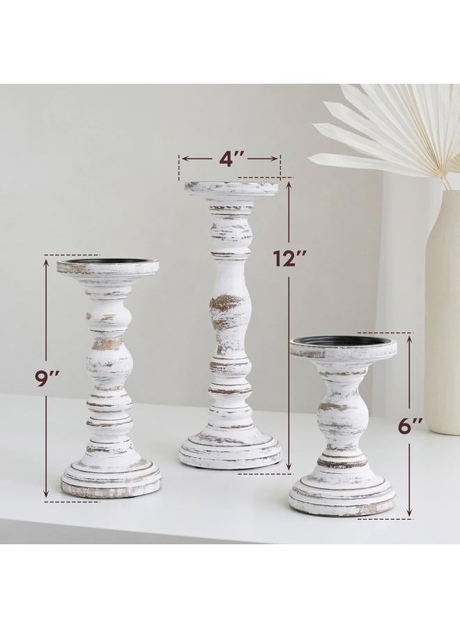 Luxe Designs Candle Holders for Pillar Candles - Large Wooden Tall Candle Holders Compatible with Battery-Operated Candles - Pillar Candle Holders Set of 3 - Image 3