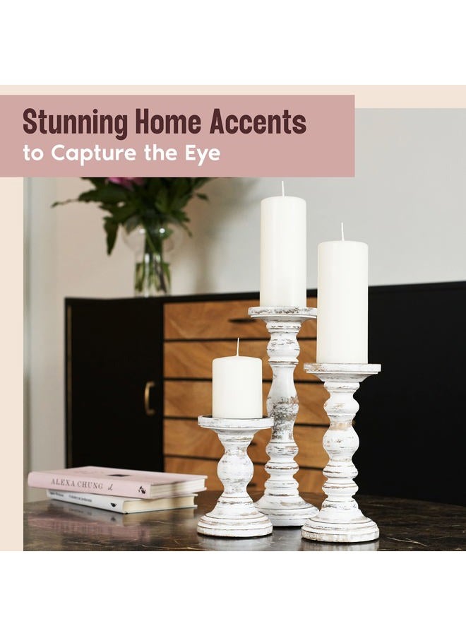 Luxe Designs Candle Holders for Pillar Candles - Large Wooden Tall Candle Holders Compatible with Battery-Operated Candles - Pillar Candle Holders Set of 3 - Image 4