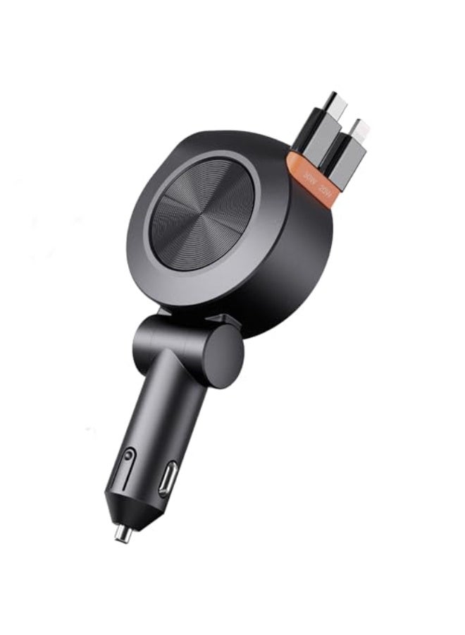 GEEKERA Retractable Car Charger 4 in 1,69W Fast Car Phone Charger with 2 USB Cables, Compatible with iPhone 16/15/14/13/12 Pro Max, iPad，Galaxy, Switch Vision Pro - Image 1