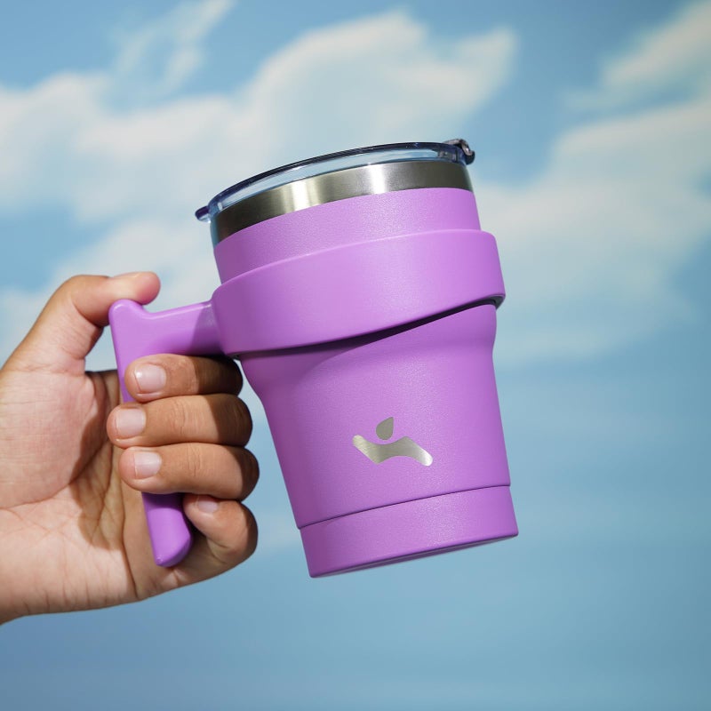 Konokyo 10 oz Tumbler with Handle and 2 Straw 2 Lid, Insulated Water Bottle Stainless Steel Vacuum Cup Reusable Travel Mug,Lavender - Image 5